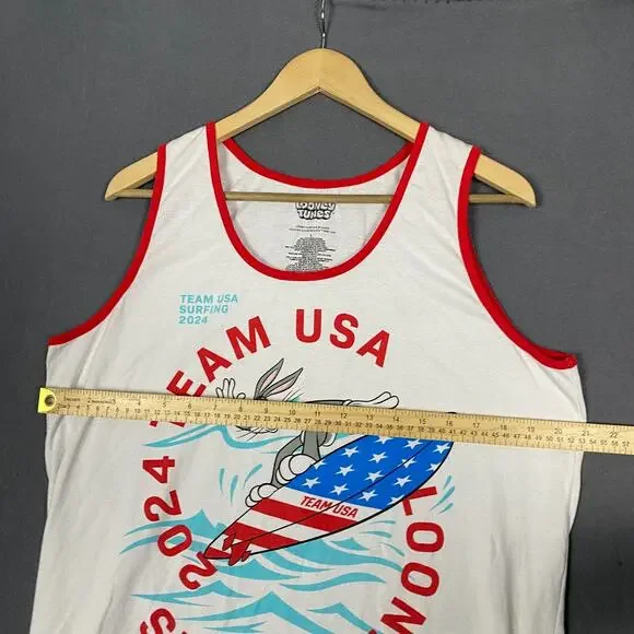 Looney Tunes Patriotic x Olympics Tank Top Men's Large Bugs Bunny USA Surfing - Picture 5 of 10